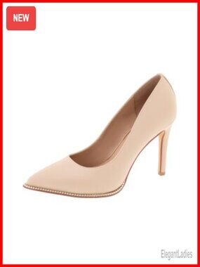 Women's Pointed Toe Stiletto Pump Chain Detail Slip-On 4-Inch Heel for Work